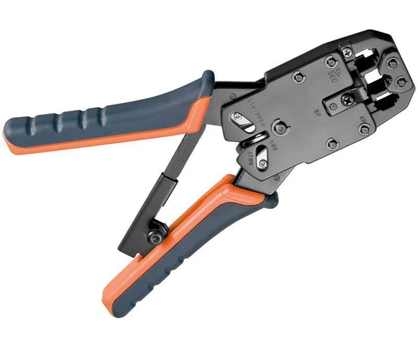 Modular Network RJ45 RJ11 RJ12 Crimping Tool, Multifunctional Network Cable Cutting Stripping Crimper/Wire Stripper/Wire Cutter, for 8P/6P/4P /CAT5/CAT5e/CAT6 All in One Crimping 3-in-1